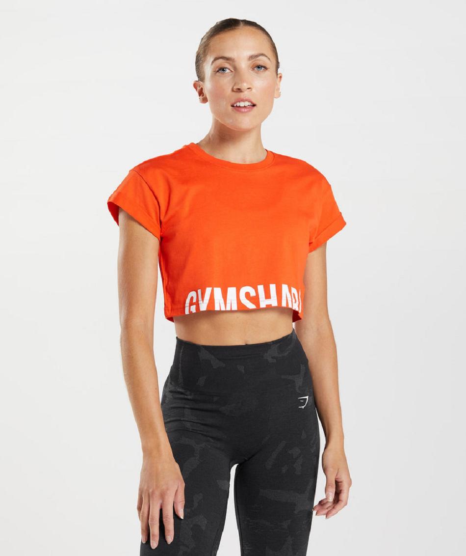 Corp Tops Gymshark Fraction Mujer Rojas | CO 2439PJJ